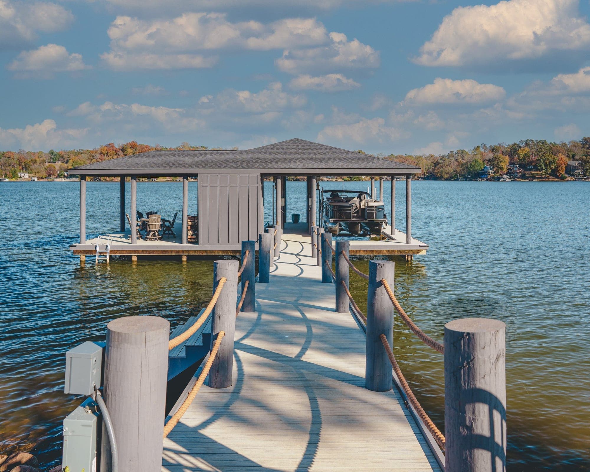 Walkway to a covered DOCK&DECK boat dock on Fort Loudoun Lake in Lenoir City